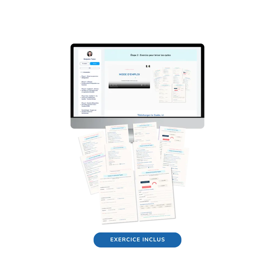 La phase 1 du programme ouverte sur un ordinateur, avec les fiches d'exercice à imprimer.